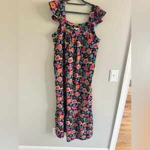 JODIFL Floral Maxi Dress - Black and Multicolor